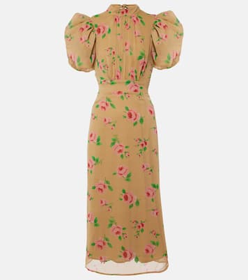 Noon floral puff-sleeve midi dress | Rotate
