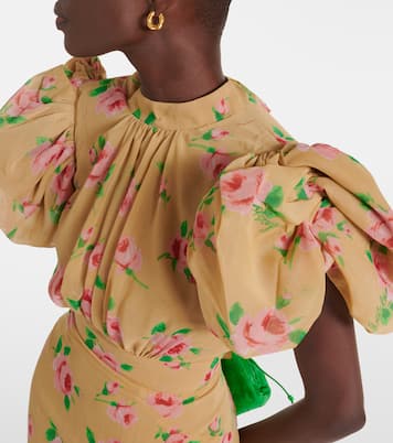 Noon floral puff-sleeve midi dress | Rotate