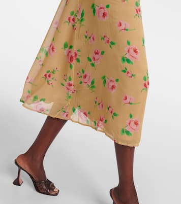 Noon floral puff-sleeve midi dress | Rotate