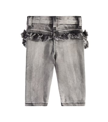 Baby embroidered ruffled jeans | Monnalisa