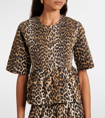 Leopard-print cotton top | Ganni