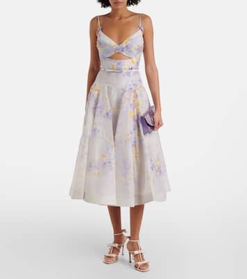Abito midi in lino e seta con cut-out | Zimmermann