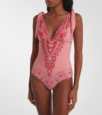 Printed bow-detail swimsuit | Etro