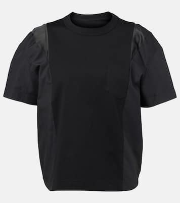 Camiseta de popelín de algodón y jersey | Sacai