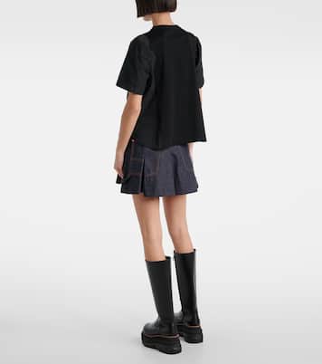 Camiseta de popelín de algodón y jersey | Sacai