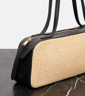 Schultertasche Simona aus Raffiabast mit Leder | Khaite