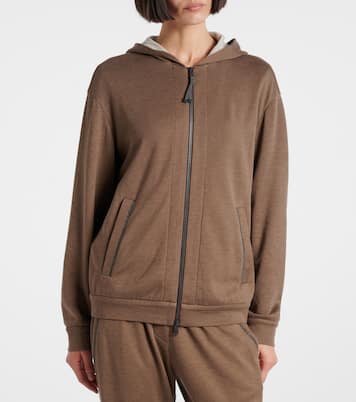Cotton and silk zip-up hoodie  | Brunello Cucinelli