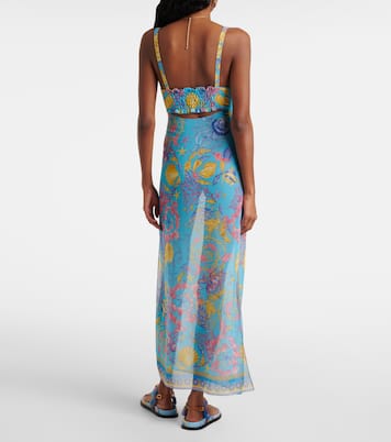 Robe longue semi-transparente imprimée | Versace