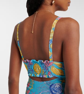 Robe longue semi-transparente imprimée | Versace