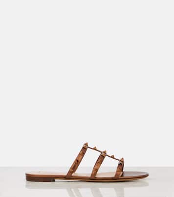 Sandalen Rockstud aus Metallic-Leder | Valentino Garavani