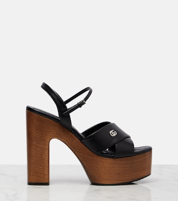 Double G leather platform sandals | Gucci