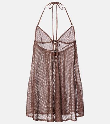 Open-knit halterneck lamé beach cover-up | Missoni