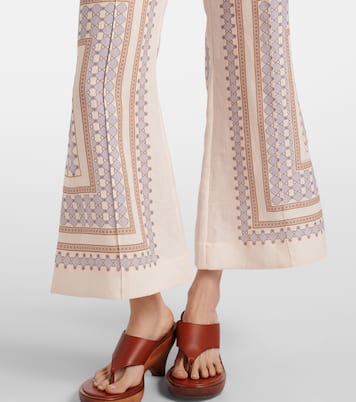 Pantalon évasé imprimé en lin  | Zimmermann