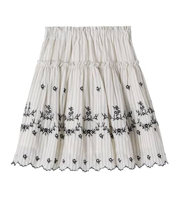 Embroidered striped cotton skirt | C'era Una Volta