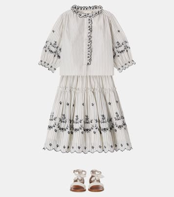 Embroidered striped cotton skirt | C'era Una Volta