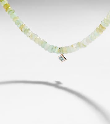 Tiny Groovy Eye 14kt gold beaded choker with diamond | Sydney Evan