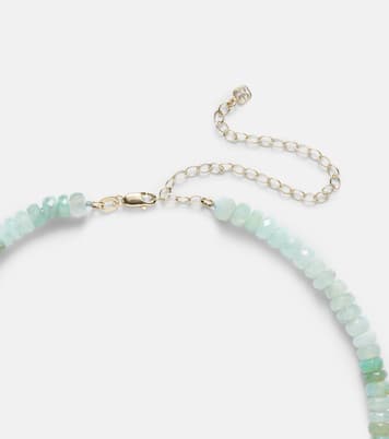 Tiny Groovy Eye 14kt gold beaded choker with diamond | Sydney Evan
