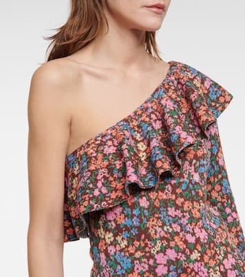 Floral jacquard cotton one-shoulder top | Philosophy di Lorenzo Serafini