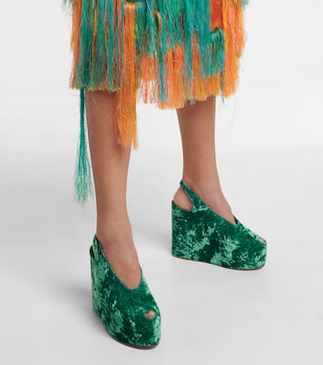 Slingback velvet platform sandals | Dries Van Noten