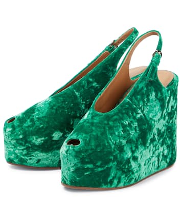 Slingback velvet platform sandals | Dries Van Noten