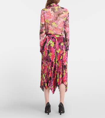Logo Orchid pleated midi skirt | Versace