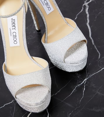 Plateausandalen Max 150 mit Glitter | Jimmy Choo
