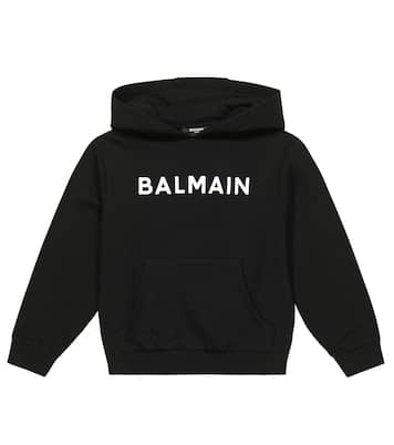 Felpa in cotone con cappuccio e logo | Balmain Kids