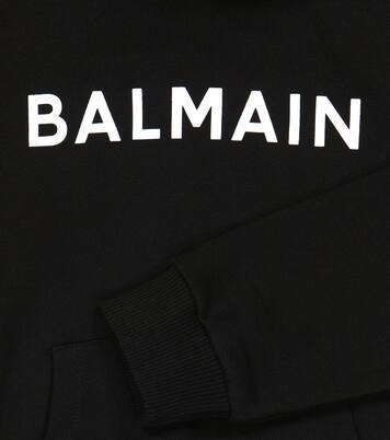 Felpa in cotone con cappuccio e logo | Balmain Kids