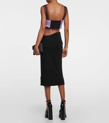 Brassière en soie et dentelle à logo | Versace