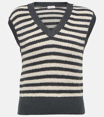 Pull sans manches en coton à ornements | Brunello Cucinelli