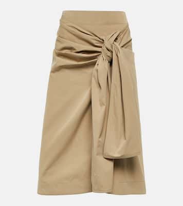 Falda midi de algodón drapeados | Bottega Veneta