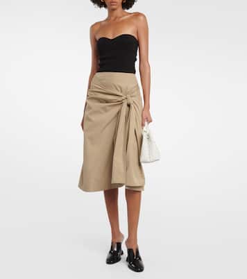 Falda midi de algodón drapeados | Bottega Veneta