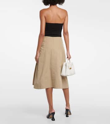 Falda midi de algodón drapeados | Bottega Veneta