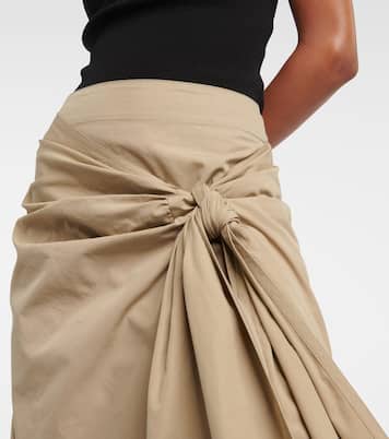 Falda midi de algodón drapeados | Bottega Veneta