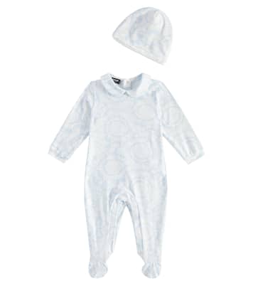Baby - Tutina e berretto in misto cotone | Versace Kids
