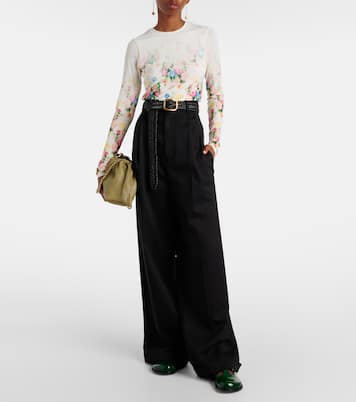 Pantaloni a gamba larga in cotone e seta | Loewe