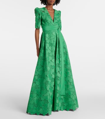 Abito lungo in macramé con cintura | Elie Saab