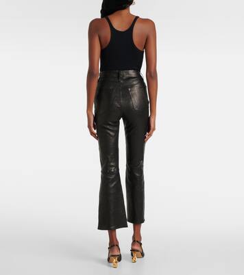 Le Crop Mini Boot leather bootcut pants | Frame