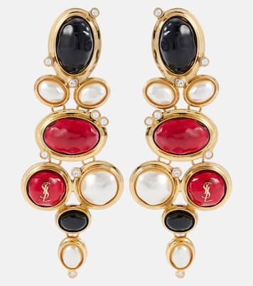 Cassandre embellished clip-on earrings | Saint Laurent