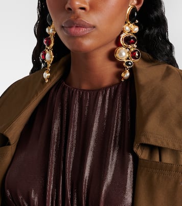 Cassandre embellished clip-on earrings | Saint Laurent