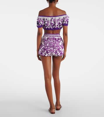 Shorts in popeline di cotone Majolica | Dolce&Gabbana