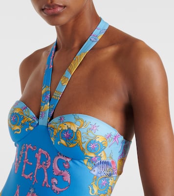 Bañador estampado con cuello halter | Versace