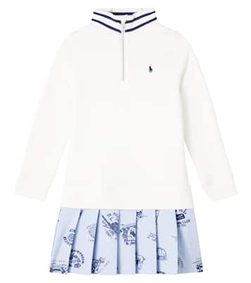 Pleated cotton-blend terry polo dress | Polo Ralph Lauren Kids