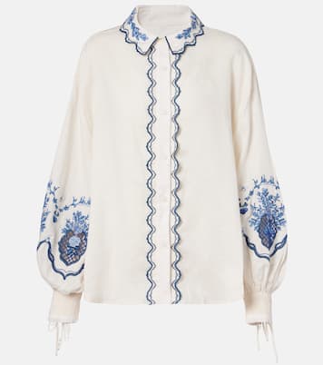 Bedruckte Bluse Abadía Wild aus Leinen | Agua by Agua Bendita
