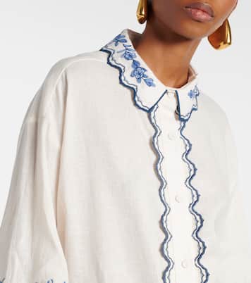 Bedruckte Bluse Abadía Wild aus Leinen | Agua by Agua Bendita