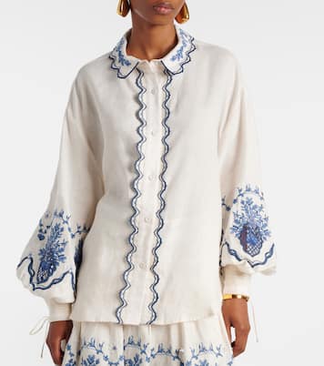 Bedruckte Bluse Abadía Wild aus Leinen | Agua by Agua Bendita