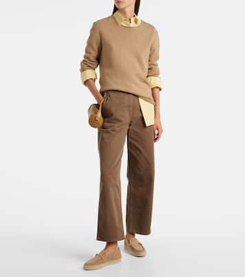 Raffia-trimmed suede loafers | Tod's