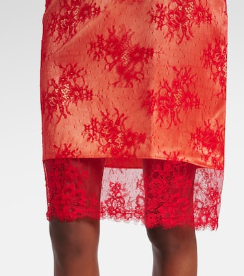 Gonna midi in pizzo con ricami in pelle | Jacques Wei