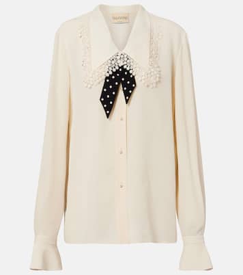 Ruffled silk crêpe de chine blouse | Valentino
