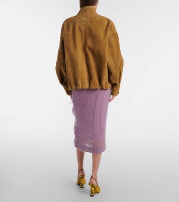 Falda midi de punto con plumas  | The Attico